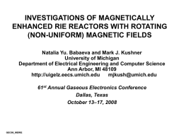 Investigations of Magnetically Enhanced RIE