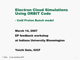 Y. Sato: Electron cloud simulation using the ORBIT code