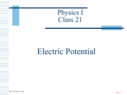 Electric Potential Physics I Class 21 21-1