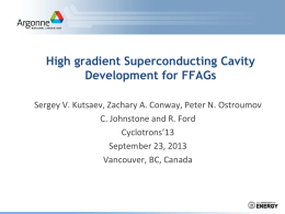 High gradient Superconducting Cavity - FFAG`13