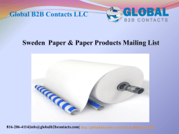 Sweden  Paper & Paper Products Mailing List