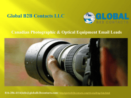 Canadian Photographic & Optical Equipment Email Leads