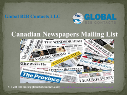 Canadian Newspapers Mailing List