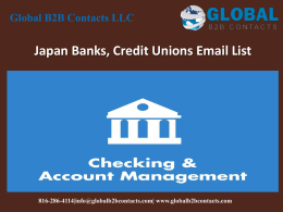 Japan Banks, Credit Unions Email List