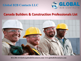 Canada Builders & Construction Professionals List