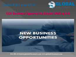 USA Business Opportunity Buyers Mailing List
