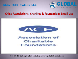 China Associations, Charities & Foundations Email List