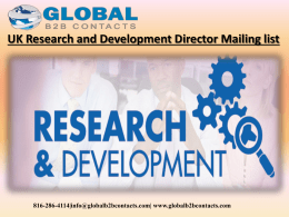 UK Research and Development Director Mailing list