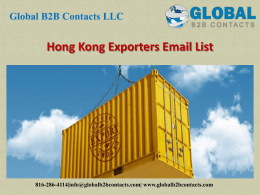 Hong Kong Exporters Email List