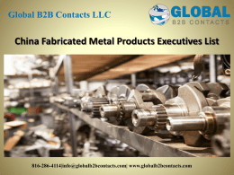 China Fabricated Metal Products Executives List