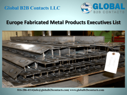 Europe Fabricated Metal Products Executives List