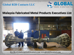 Malaysia Fabricated Metal Products Executives List