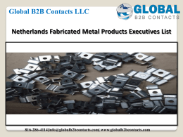 Netherlands Fabricated Metal Products Executives List