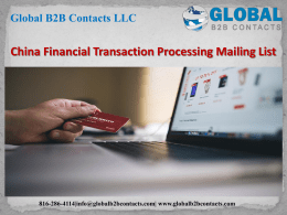 China Financial Transaction Processing Mailing List